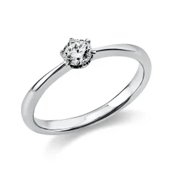 Solitär Ring Damenring 585 Gold Weißgold mit Diamant Brillant 0,25 Ct 6er-Krappe