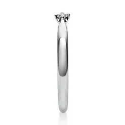Solitär Ring Damenring 750 Gold Weißgold mit Diamant Brillant 0,05 Ct 4er-Krappe