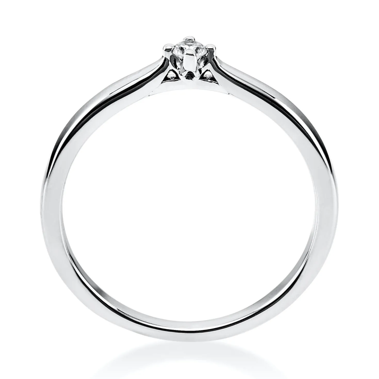 Solitär Ring Damenring 750 Gold Weißgold mit Diamant Brillant 0,05 Ct 4er-Krappe