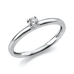 Solitär Ring Damenring 750 Gold Weißgold mit Diamant Brillant 0,15 Ct 4er-Krappe