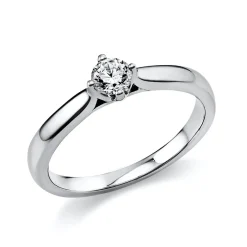 Solitär Ring Damenring 750 Gold Weißgold mit Diamant Brillant 0,25 Ct 4er-Krappe