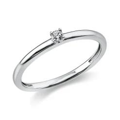 Solitär Ring Damenring 750 Gold Weißgold mit Diamant Brillant 0,05 Ct 4er-Krappe
