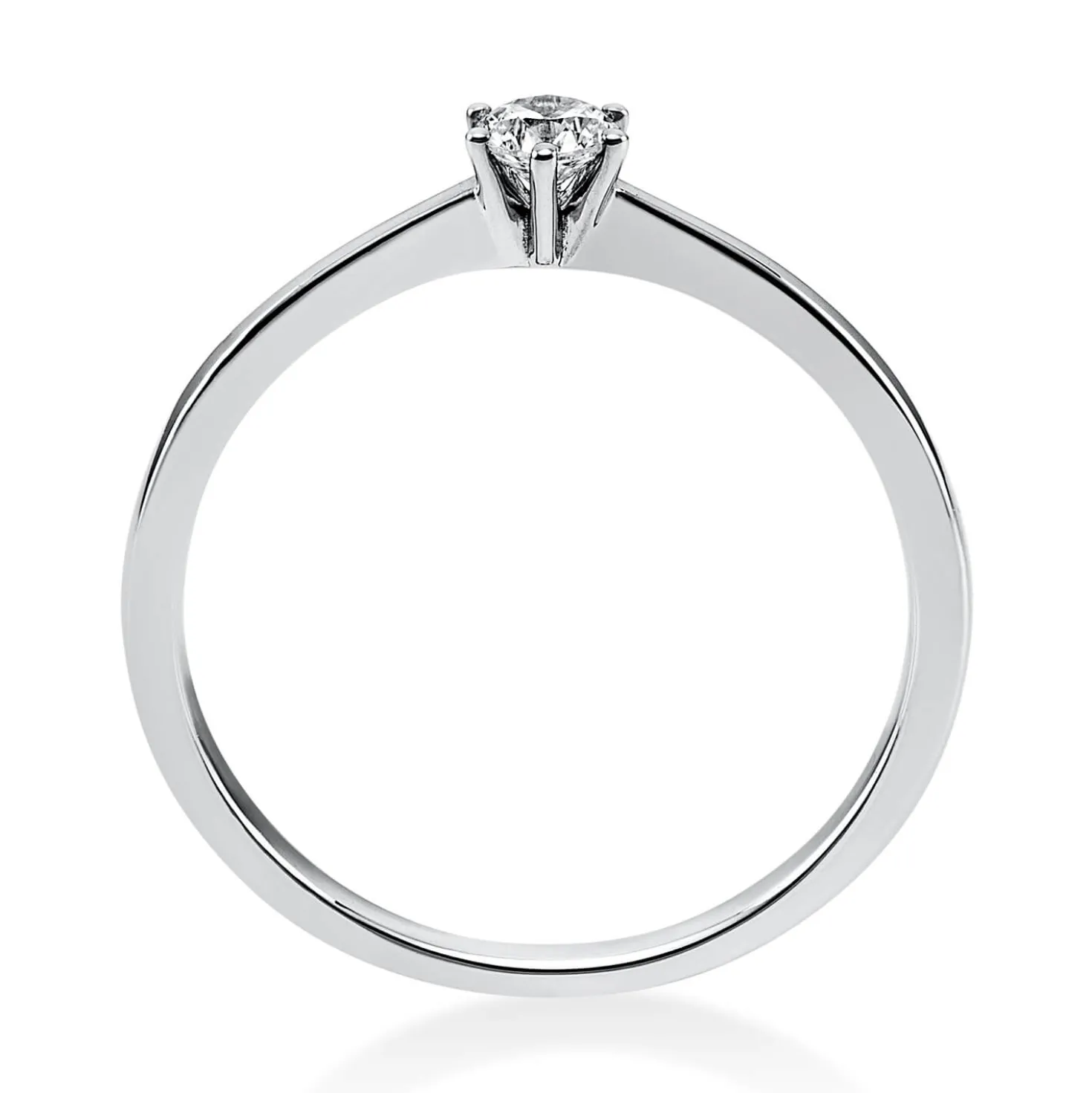 Solitär Ring Damenring 750 Gold Weißgold mit Diamant Brillant 0,15 Ct 6er-Krappe