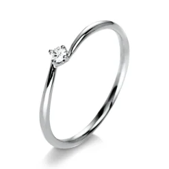 Solitär Ring Damenring 750 Gold Weißgold mit Diamant Brillant 0,05 Ct 4er-Krappe