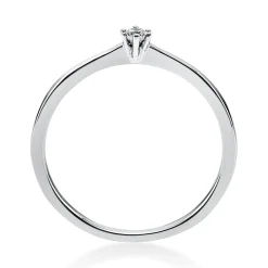 Solitär Ring Damenring 750 Gold Weißgold mit Diamant Brillant 0,05 Ct 6er-Krappe