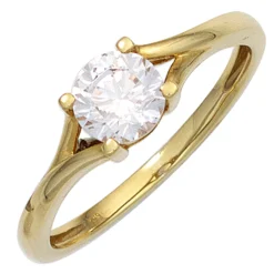 Solitär Ring Damenring mit Zirkonia weiß 333 Gold Gelbgold Fingerschmuck