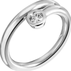 Solitär Ring Damenring mit Zirkonia weiß 925 Silber spiralförmig schlicht