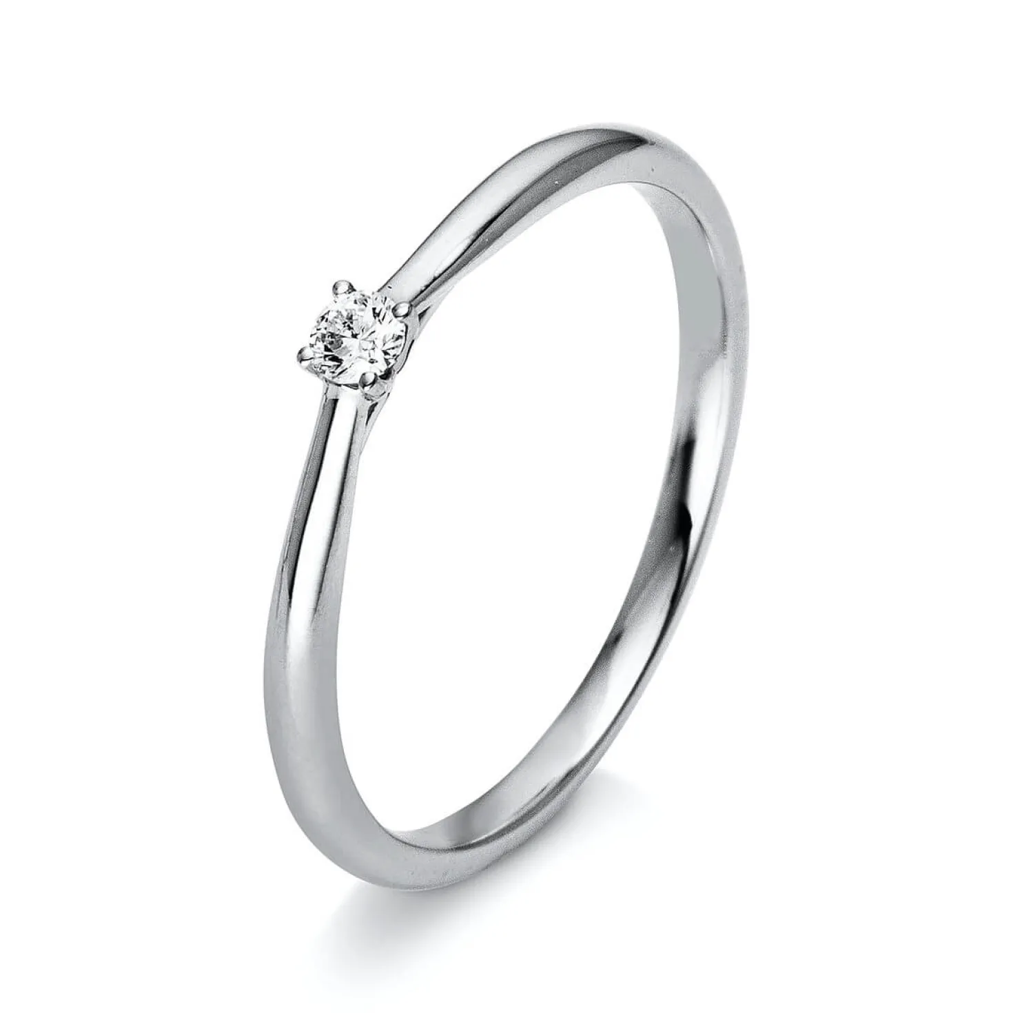 Solitär Ring Damenring 950 Platin Diamant Brillant 0,05 Ct 4er-Krappe B: 1,7mm