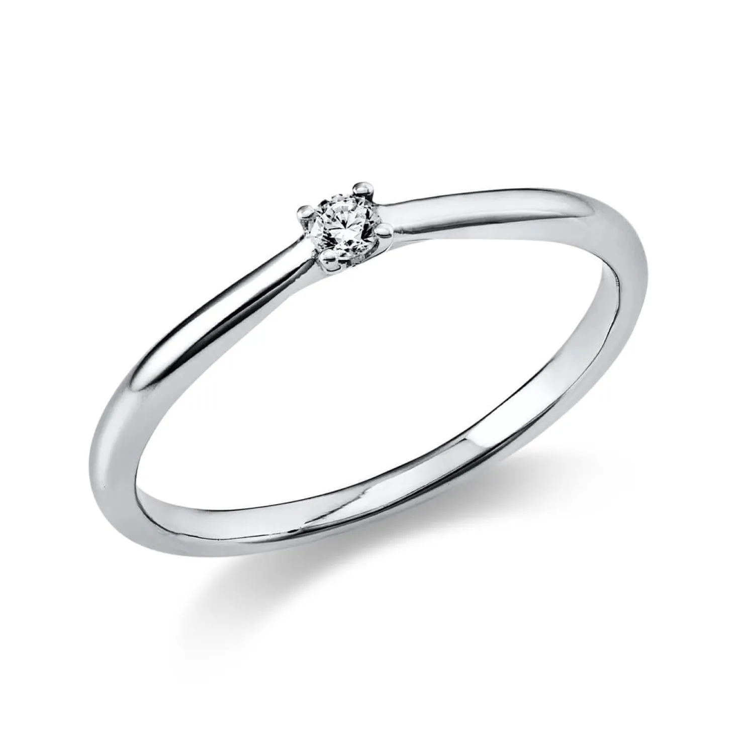 Solitär Ring Damenring 950 Platin Diamant Brillant 0,05 Ct 4er-Krappe B: 1,7mm