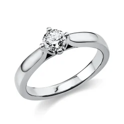 Solitär Ring Damenring 950 Platin Diamant Brillant 0,50 Ct. 4er-Krappe B: 2,6mm