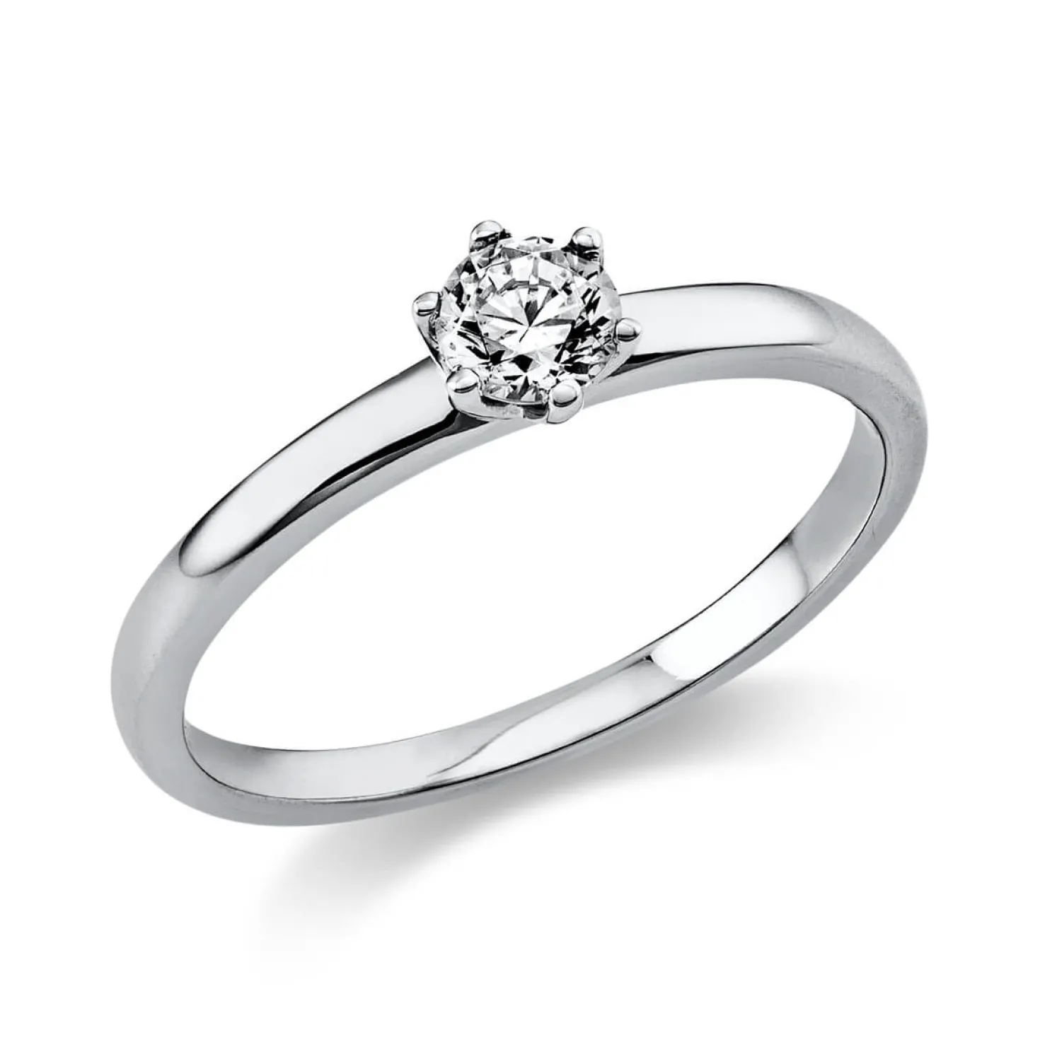 Solitär Ring Damenring 950 Platin Diamant Brillant 0,25 Ct 6er-Krappe B: 1,7mm