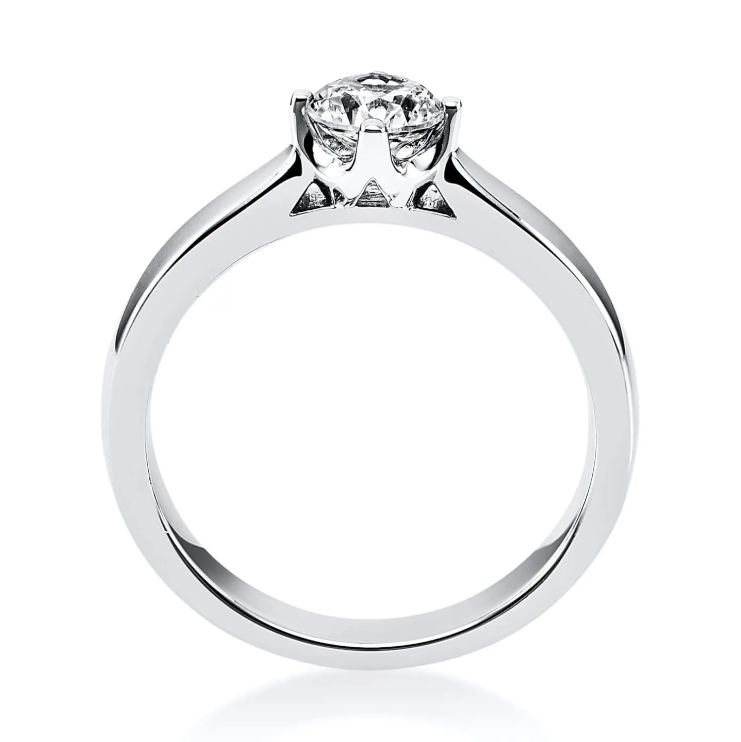 Solitär Ring Damenring 950 Platin Diamant Brillant 0,40 Ct. 4er-Krappe B: 2,6mm