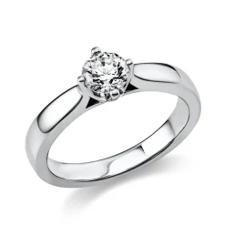 Solitär Ring Damenring 950 Platin Diamant Brillant 0,40 Ct. 4er-Krappe B: 2,6mm