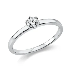 Solitär Ring Damenring 950 Platin Diamant Brillant 0,20 Ct. 6er-Krappe B: 1,7mm