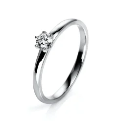 Solitär Ring Damenring 950 Platin Diamant Brillant 0,20 Ct. 6er-Krappe B: 1,7mm