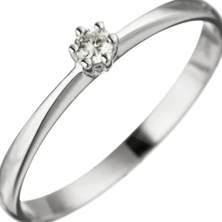 Solitär Ring Diamant 0.05Ct W/SI Brillant der Mitte 585 Gold Weißgold