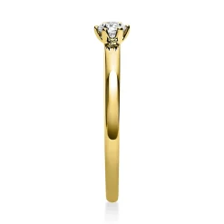 Solitär Ring 750 Gold Gelbgold Brillant 0,15 Ct B: 10,6mm, H: 10,5mm, S: 2,8mm