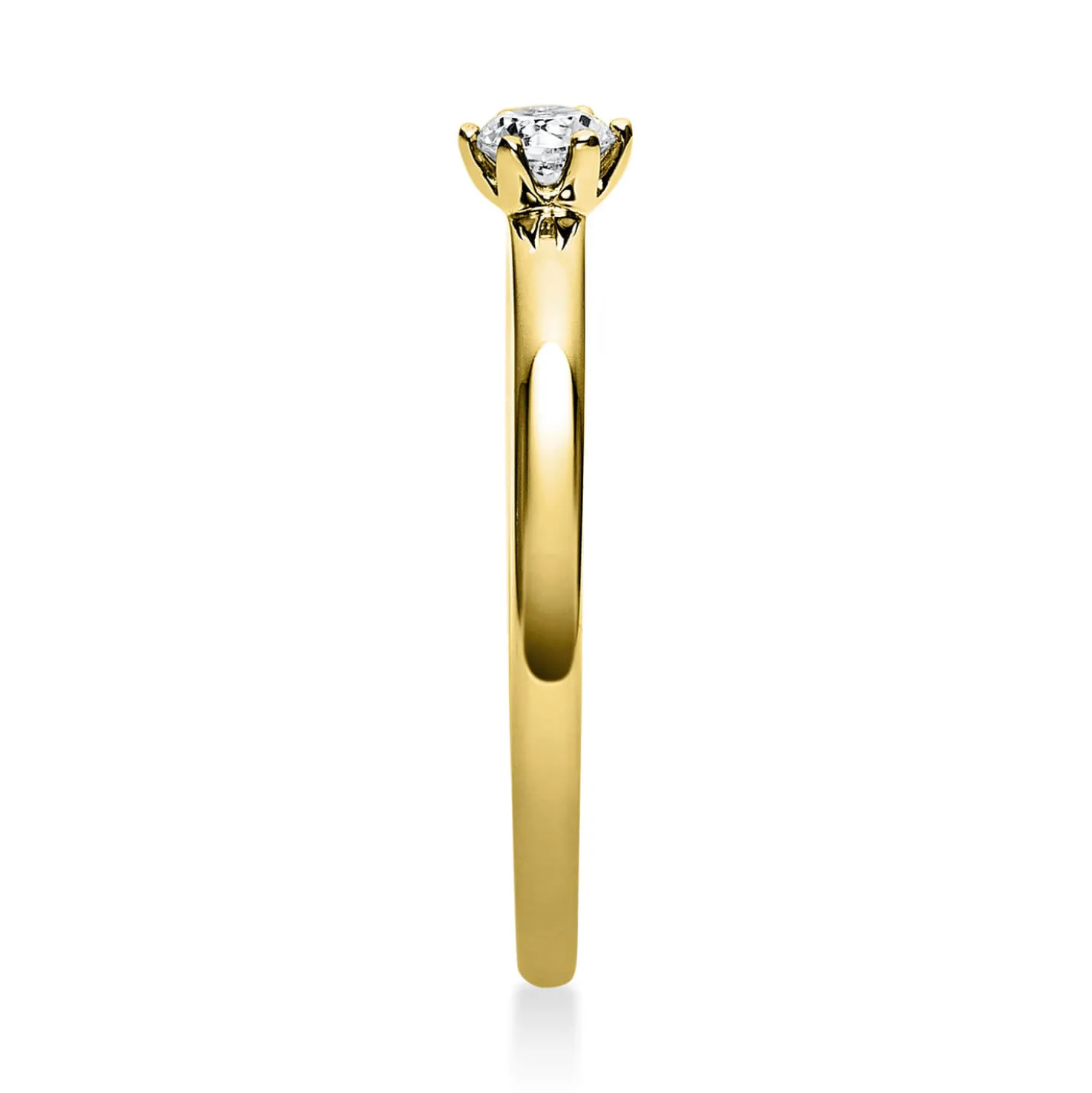 Solitär Ring 585 Gold Gelbgold Brillant 0,15 Ct H: 10,5mm, B: 10,6mm, S: 2,8mm