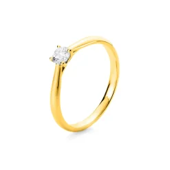 Solitär Ring 585 Gold Gelbgold Diamant Brillant 0,25 Ct 4er-Krappe B: 1,9mm