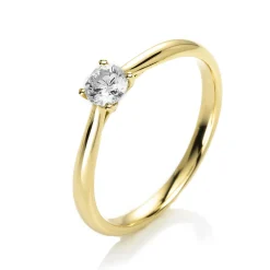 Solitär Ring 585 Gold Gelbgold Diamant Brillant 0,25 Ct 4er-Krappe B: 1,9mm