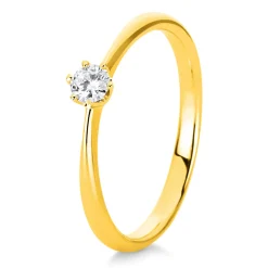 Solitär Ring 750 Gold Gelbgold Diamant Brillant 0,15 Ct 6er-Krappe B: 2,1mm