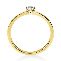 Solitär Ring 585 Gold Gelbgold Diamant Brillant 0,15 Ct 6er-Krappe B: 2,1mm