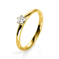 Solitär Ring 585 Gold Gelbgold Diamant Brillant 0,20 Ct. 6er-Krappe B: 1,7mm
