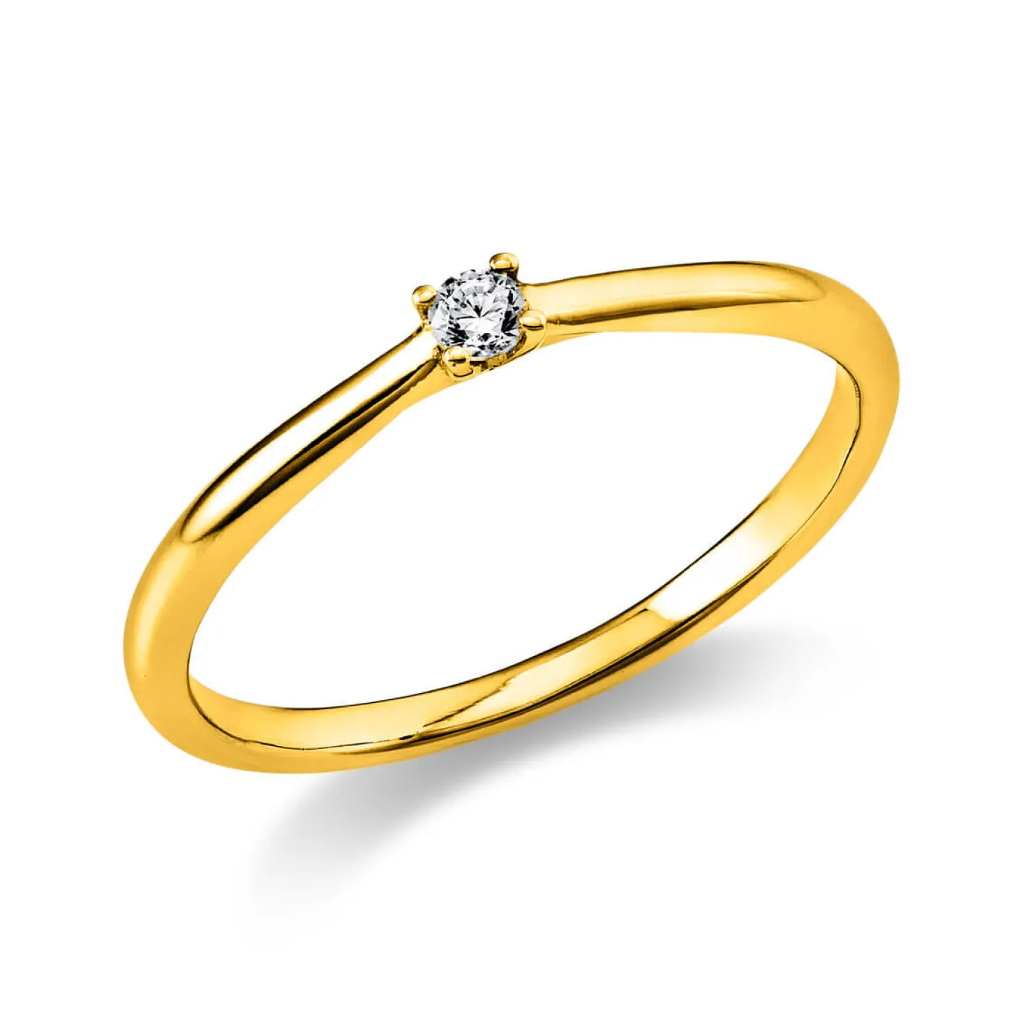 Solitär Ring 585 Gold Gelbgold Diamant Brillant 0,05 Ct 4er-Krappe B: 1,7mm
