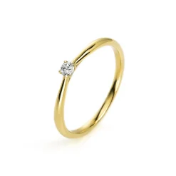 Solitär Ring 585 Gold Gelbgold Diamant Brillant 0,05 Ct 4er-Krappe B: 1,7mm