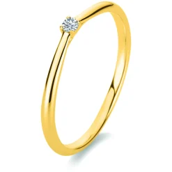 Solitär Ring 585 Gold Gelbgold Diamant Brillant 0,05 Ct 4er-Krappe B: 1,7mm