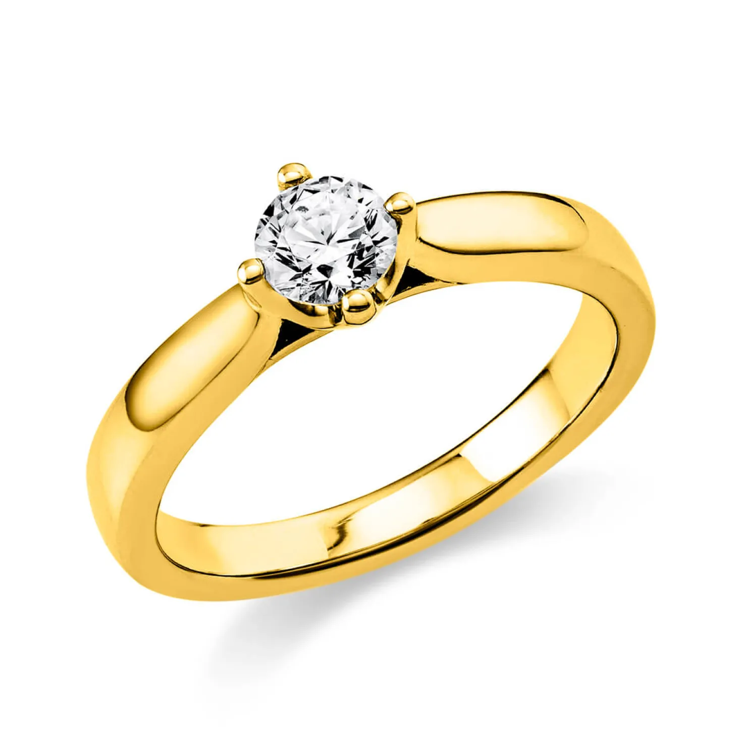 Solitär Ring 585 Gold Gelbgold Diamant Brillant 0,50 Ct. 4er-Krappe B: 2,6mm