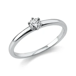 Solitär Ring 750 Gold Weißgold Brillant 0,15 Ct B: 10,6mm, H: 10,5mm, S: 2,8mm