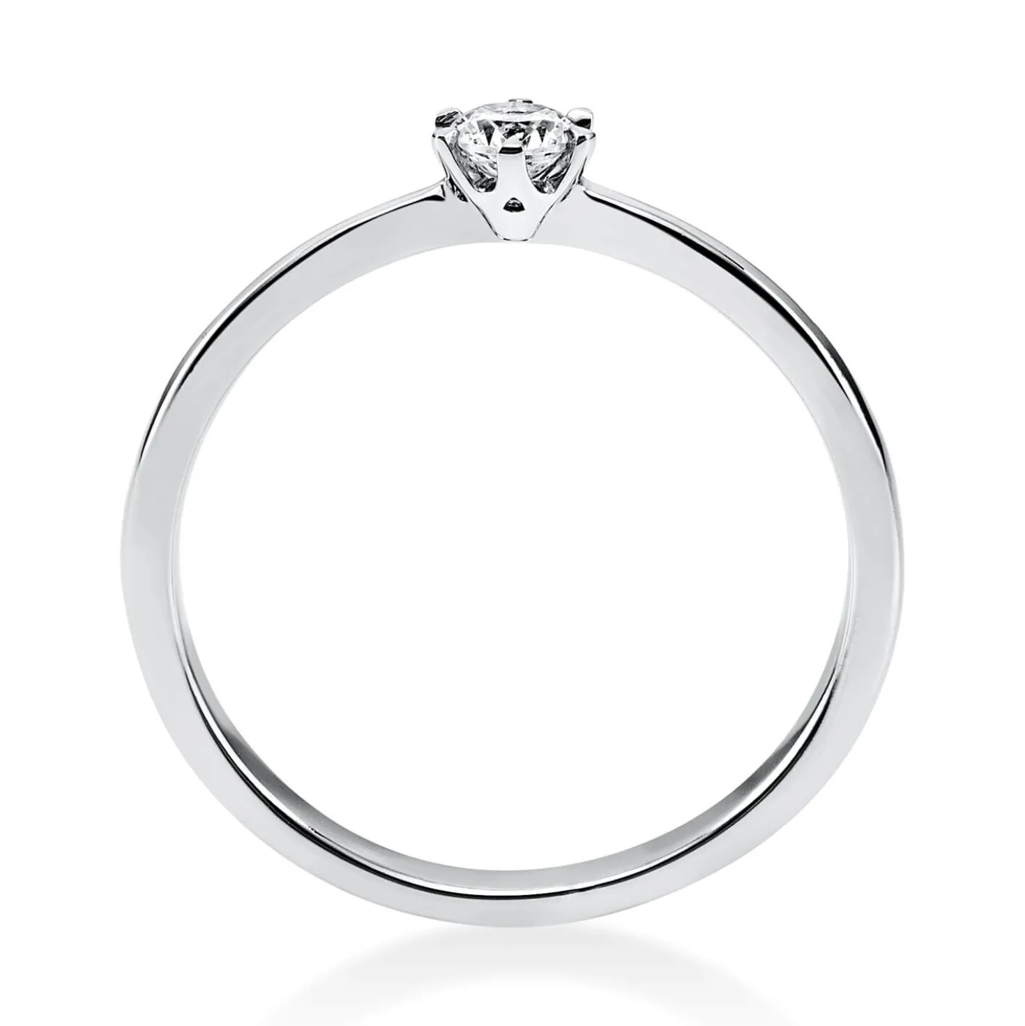 Solitär Ring 585 Gold Weißgold Diamant Brillant 0,15 Ct 6er-Krappe B: 2,1mm