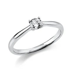 Solitär Ring 585 Gold Weißgold Diamant Brillant 0,25 Ct 4er-Krappe B: 1,9mm
