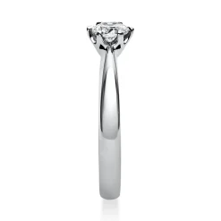 Solitär Ring 750 Gold Weißgold Diamant Brillant 0,40 Ct. 6er-Krappe B: 2,8mm