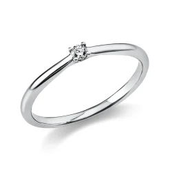 Solitär Ring 585 Gold Weißgold Diamant Brillant 0,05 Ct 4er-Krappe B: 1,7mm