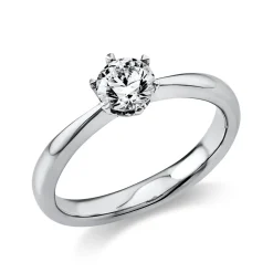 Solitär Ring 585 Gold Weißgold Diamant Brillant 0,50 Ct. 6er-Krappe B: 3,1mm