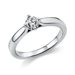 Solitär Ring 585 Gold Weißgold Diamant Brillant 0,30 Ct. 4er-Krappe B: 2,4mm