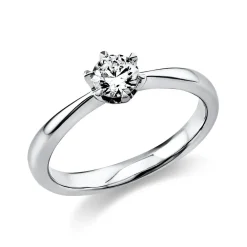Solitär Ring 585 Gold Weißgold Diamant Brillant 0,40 Ct. 6er-Krappe B: 2,8mm