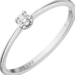 Solitär -Ring mit Diamant Brillant 0,07 Ct 585 Gold Weißgold Diamantring