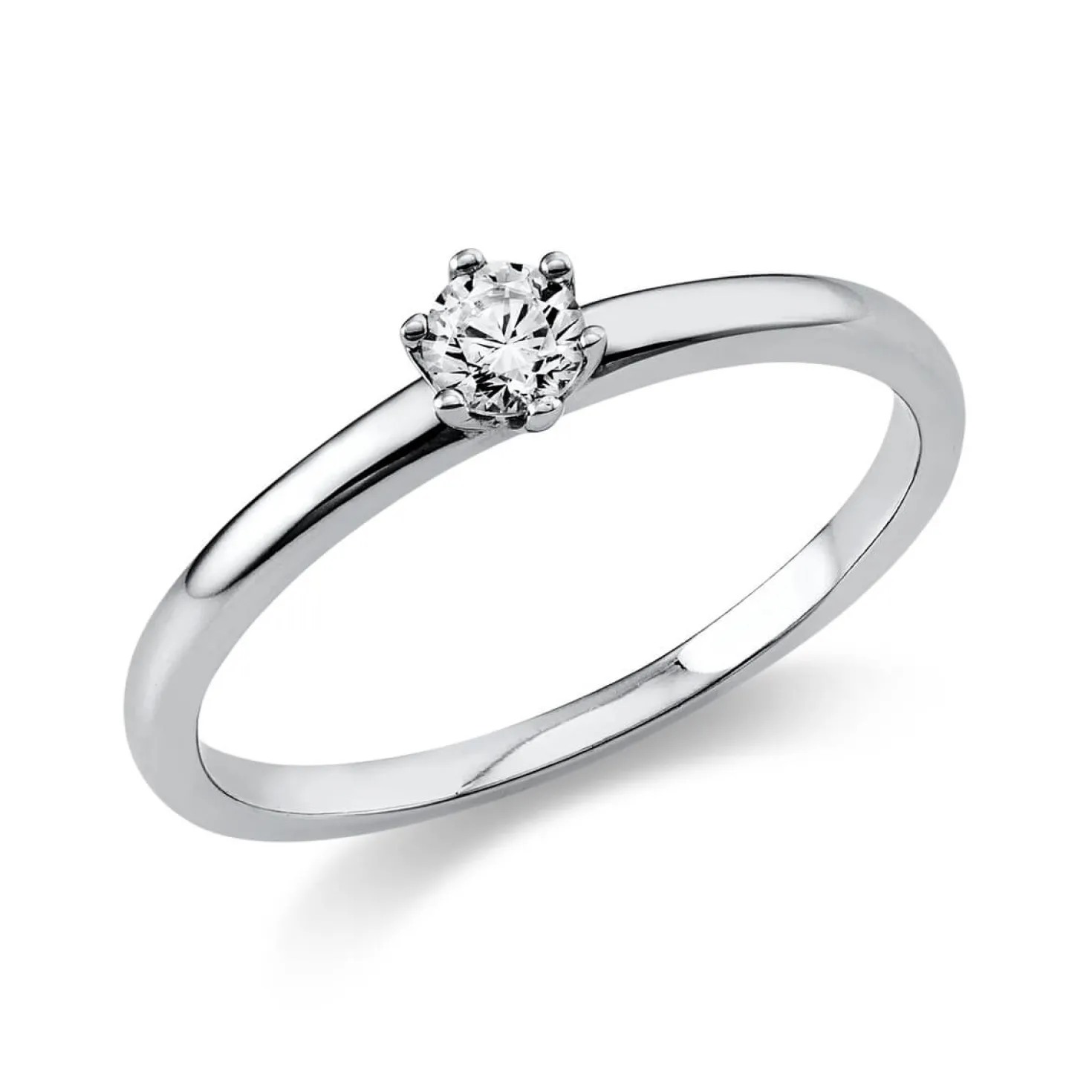 Solitär Ring 950 Platin Brillant 0,15 Ct B: 10,6mm, H: 10,5mm, S: 2,8mm