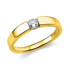 Solitär Ring Spannring aus 585 Gold Gelbgold mit Diamant Brillant 0,20 Ct.