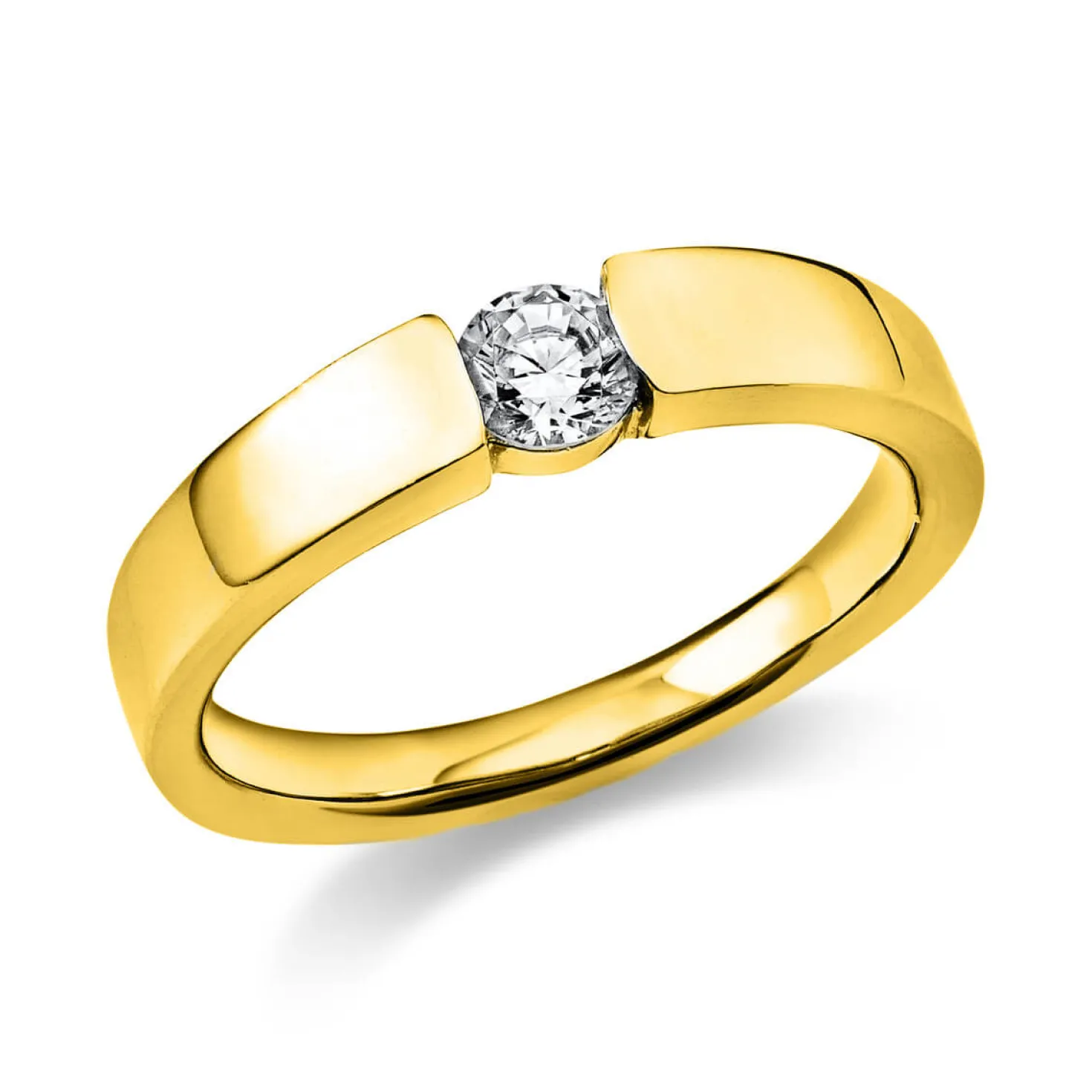 Solitär Ring Spannring aus 750 Gold Gelbgold mit Diamant Brillant 0,25 Ct.