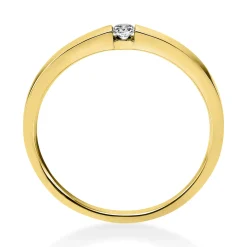 Solitär Ring Spannring aus 585 Gold Gelbgold mit Diamant Brillant 0,05 Ct.