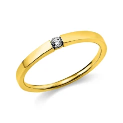 Solitär Ring Spannring aus 585 Gold Gelbgold mit Diamant Brillant 0,05 Ct.