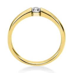 Solitär Ring Spannring aus 750 Gold Gelbgold mit Diamant Brillant 0,15 Ct.