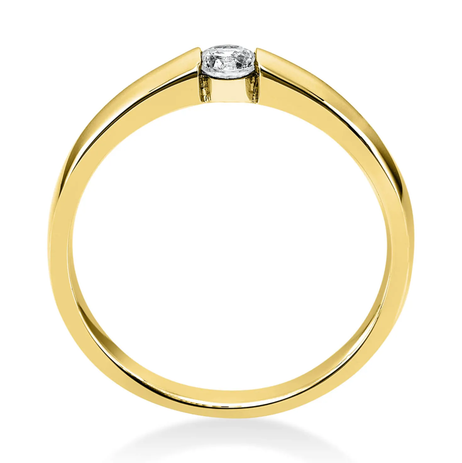 Solitär Ring Spannring aus 750 Gold Gelbgold mit Diamant Brillant 0,15 Ct.