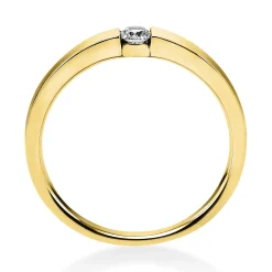 Solitär Ring Spannring aus 585 Gold Gelbgold mit Diamant Brillant 0,10 Ct.