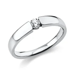 Solitär Ring Spannring aus 585 Gold Weißgold mit Diamant Brillant 0,15 Ct.