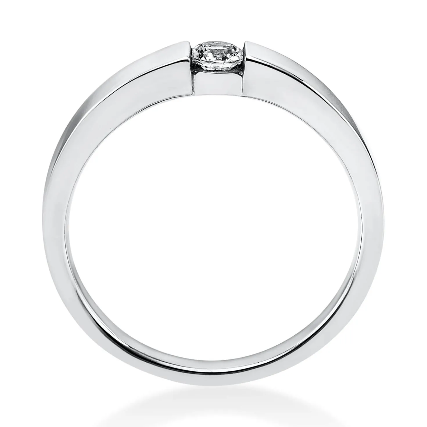 Solitär Ring Spannring aus 750 Gold Weißgold mit Diamant Brillant 0,15 Ct.